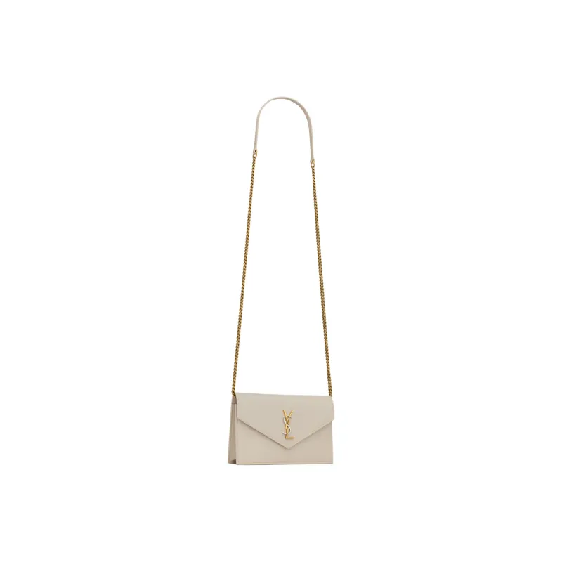 SAINT LAURENT Sheepskin Shoulder Bag Crossbody Bag Wallet Women's White-2