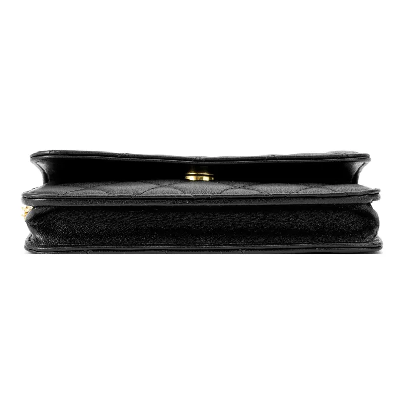 CHANEL Sheepskin Handheld Shoulder Bag, Crossbody Bag Women's Black-4