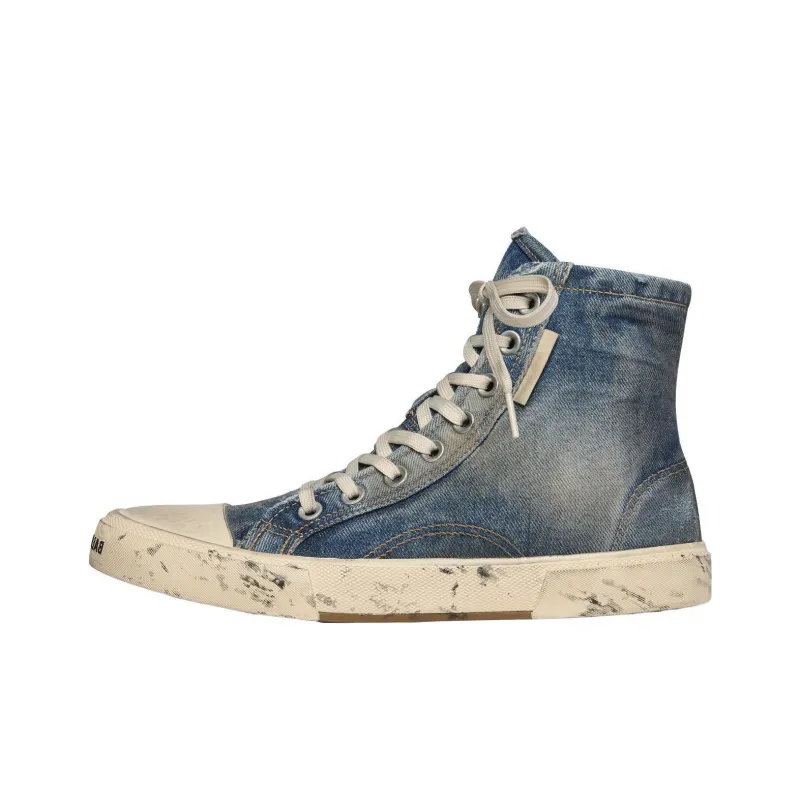 Balenciaga Paris High Top Sneakers 'Blue Destroyed Denim And Rubber' Women's-0