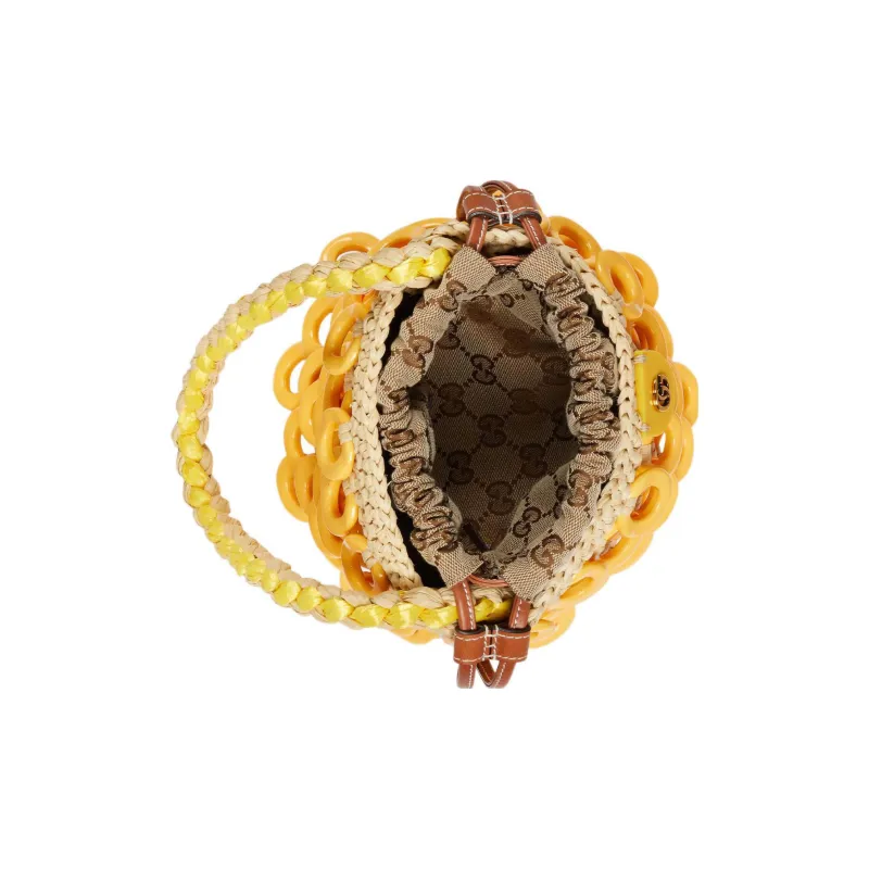 GUCCI Raffia Handbag Mini Women's Yellow-6