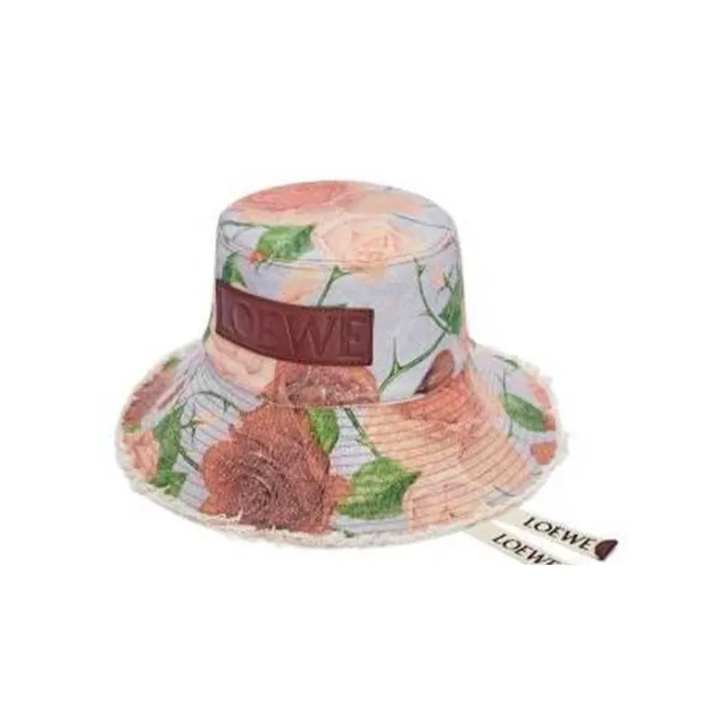 LOEWE Roses Fisherman Frayed Hat-0