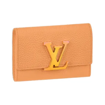 LOUIS VUITTON Capucines Taurillon Cow Leather KapSin Wallet Women's Apricot Orange