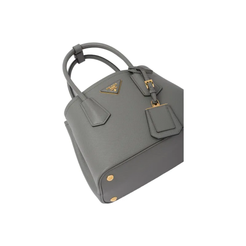 PRADA Double Leather Tote Bag Shopping Bag Shoulder Bag Crossbody Bag Handbag Mini Women's Gray-5