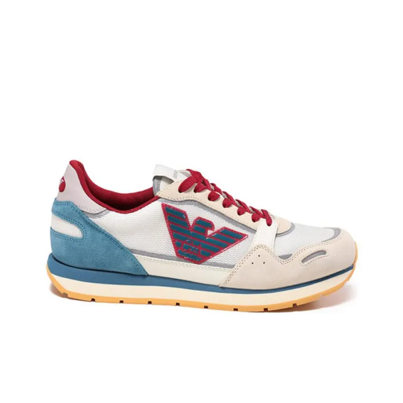 EMPORIO ARMANI Eagle Logo Lace Up Sports Casual Shoes Men's White Red-1