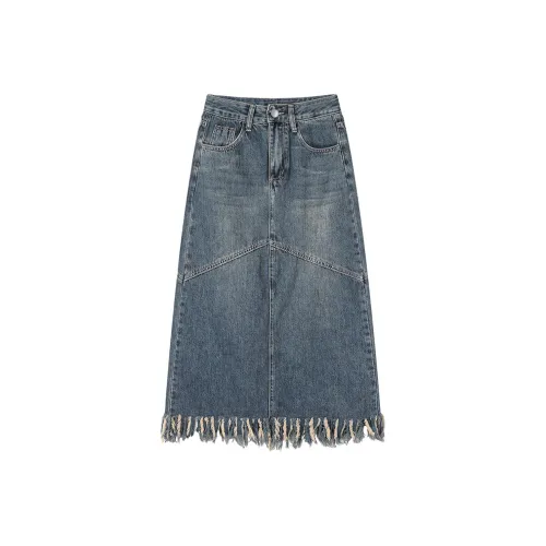 FOREVER 21 Denim Long Skirts Women's Vintage Blue