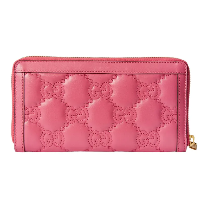 GUCCI GG Matelassé Leather Coin Purse Clutch Wallet Small Size Women's Pink-2