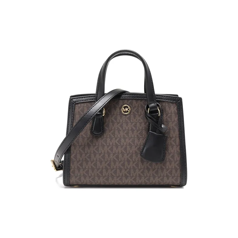 MICHAEL KORS Chantal Litchi Grain Tote Bag, Shopping Bag, Shoulder Bag, Handbag Mini Women's Black & Brown-0