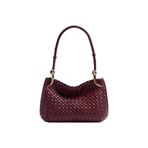 Bottega Veneta Lambskin Handbag Shoulder Bag Women's Burgundy