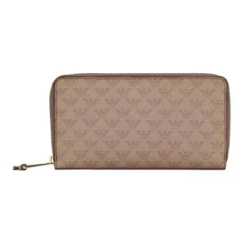 EMPORIO ARMANI Leather Clutches Wallets Regular Women's Khaki Brown