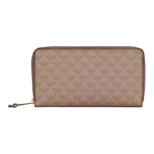 EMPORIO ARMANI Leather Clutches Wallets Regular Women's Khaki Brown