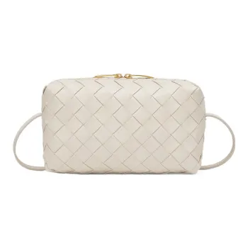 Bottega Veneta Lambskin Crossbody Bag, Shoulder Bag Women's White