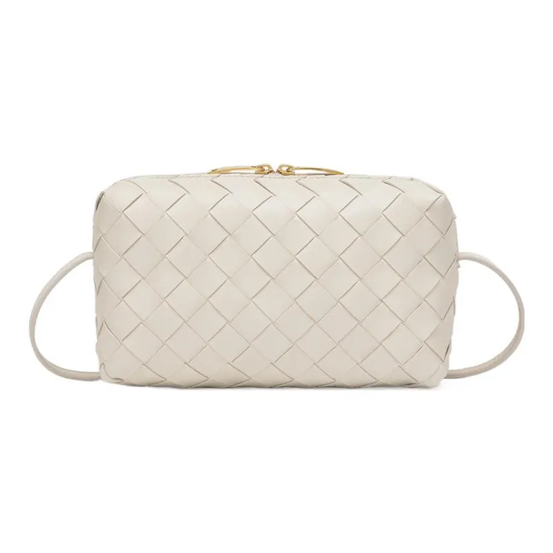 Bottega Veneta Lambskin Crossbody Bag, Shoulder Bag Women's White-0
