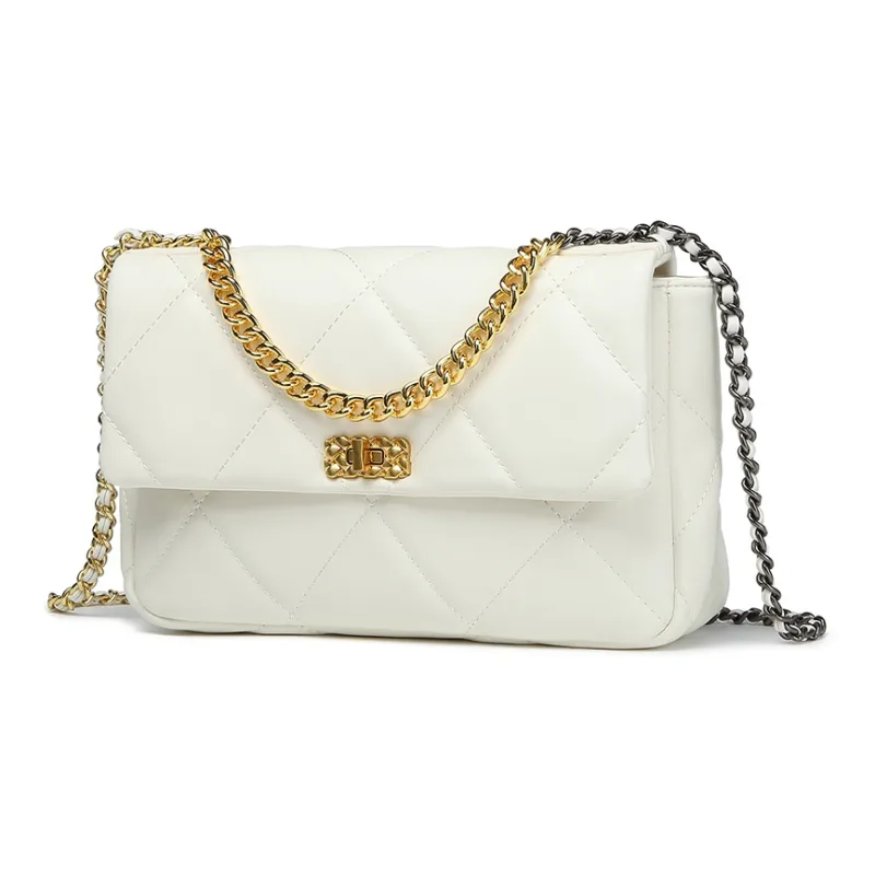 NOMK PU Small Square Bag Shoulder Bag Chain Bag Shoulder Bag Crossbody Bag Handbag Regular Women's Black/White/Brown-8