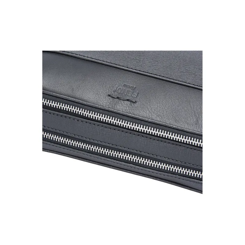 FENDI Cow Leather Clutch Regular Men's Black-5