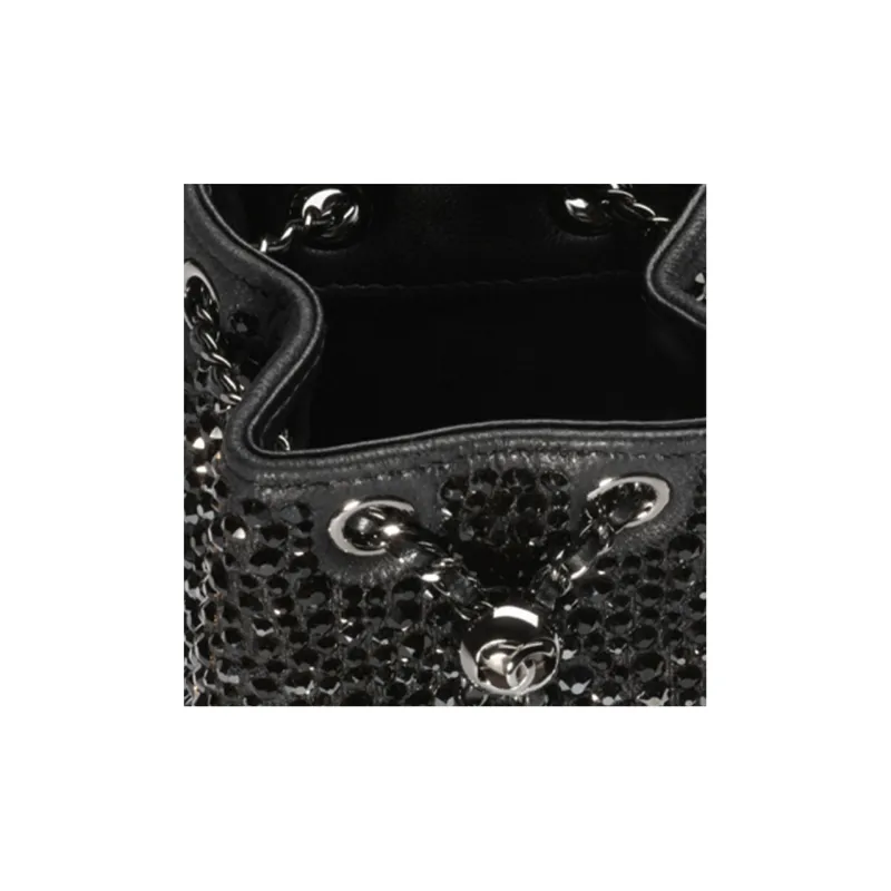 CHANEL Drawstring Lambskin Bucket Bag, Shoulder Bag Women's Black-1