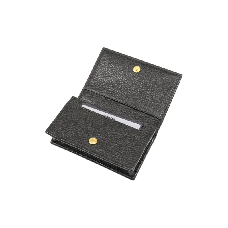 PRADA Cow Leather Wallets Card Holders Regular Unisex Black-4