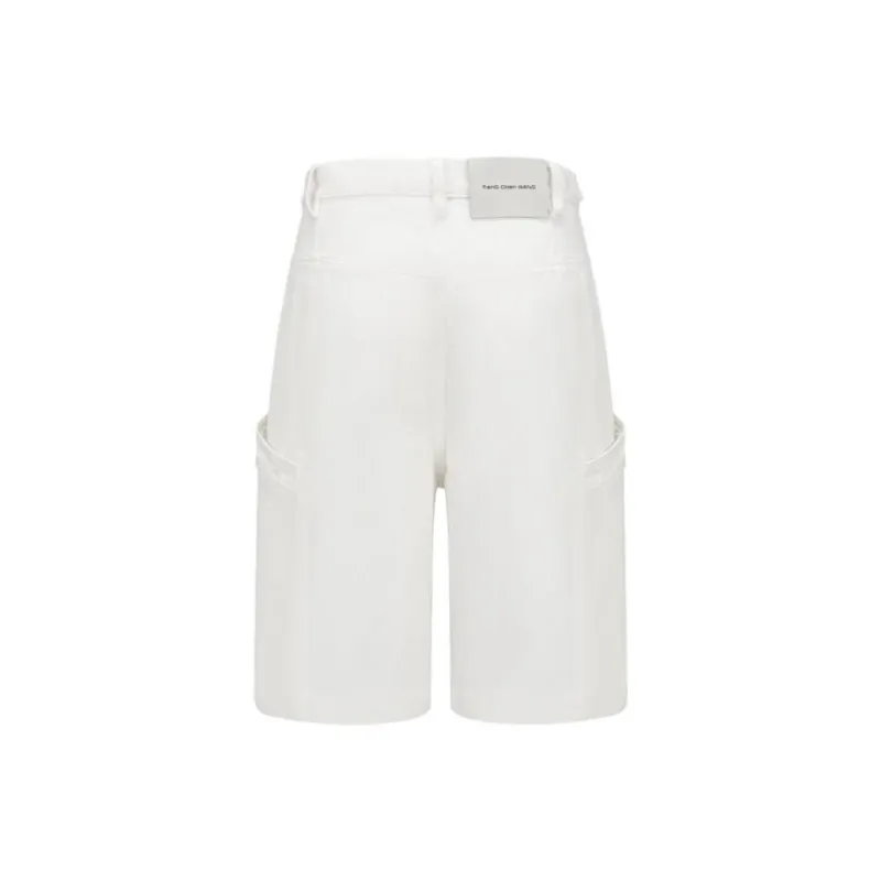Feng Chen Wang Denim Shorts Men White-1