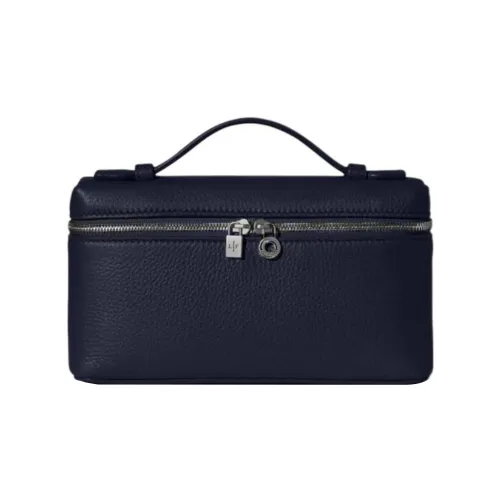 Loro Piana ExtraPocket Leather Small Square Makeup Bag Handbags Shoulder Bags Women's Midnight Blue