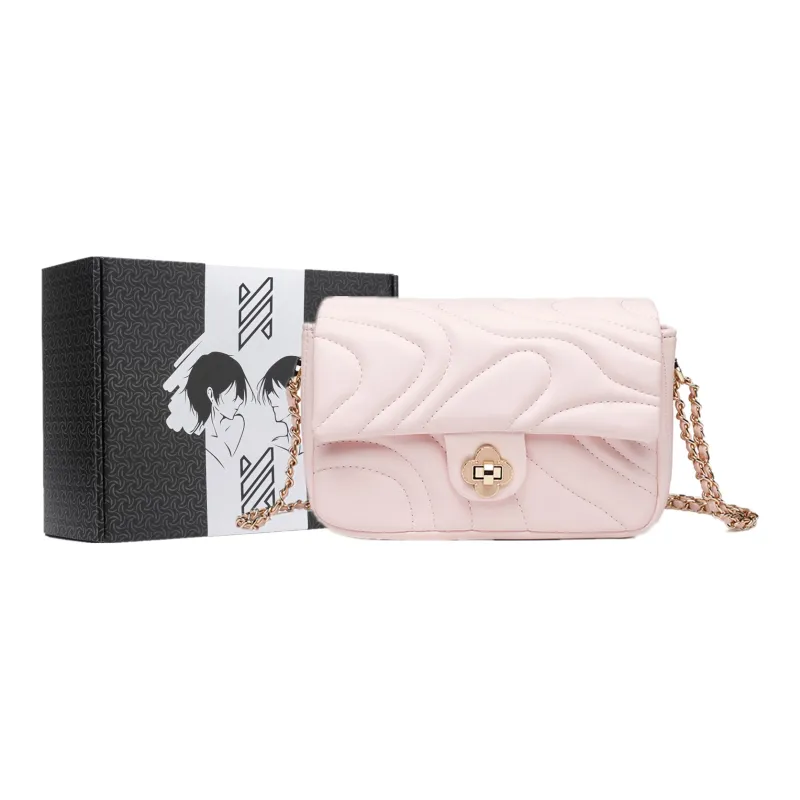 NOMK PU Chain Bag, Shoulder Bag, Crossbody Bag Women's Beige/Pink/Black-3
