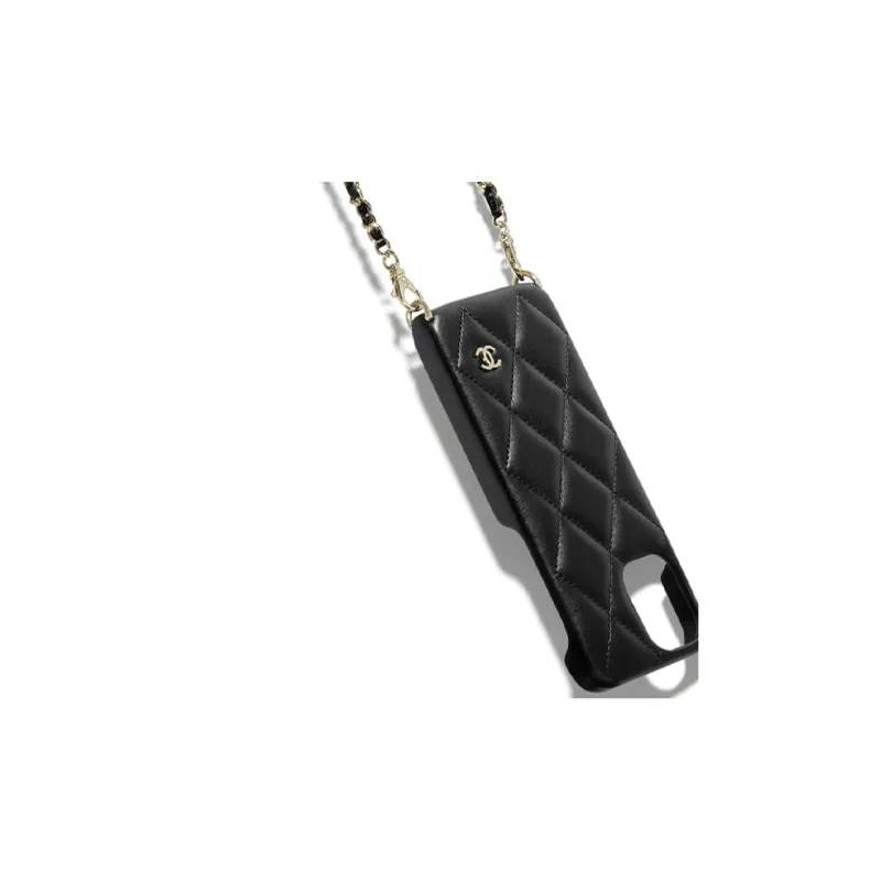 CHANEL Sheepskin Phone Case And Cell Phone Pouch Women's Black-2