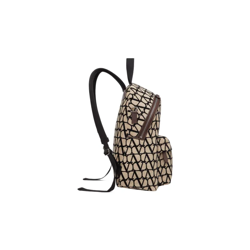 Valentino GARAVANI Leather Backpack Regular Men's Beige/Black-2