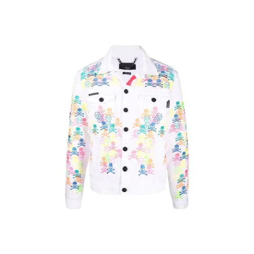 PHILIPP PLEIN Denim Jackets Men White