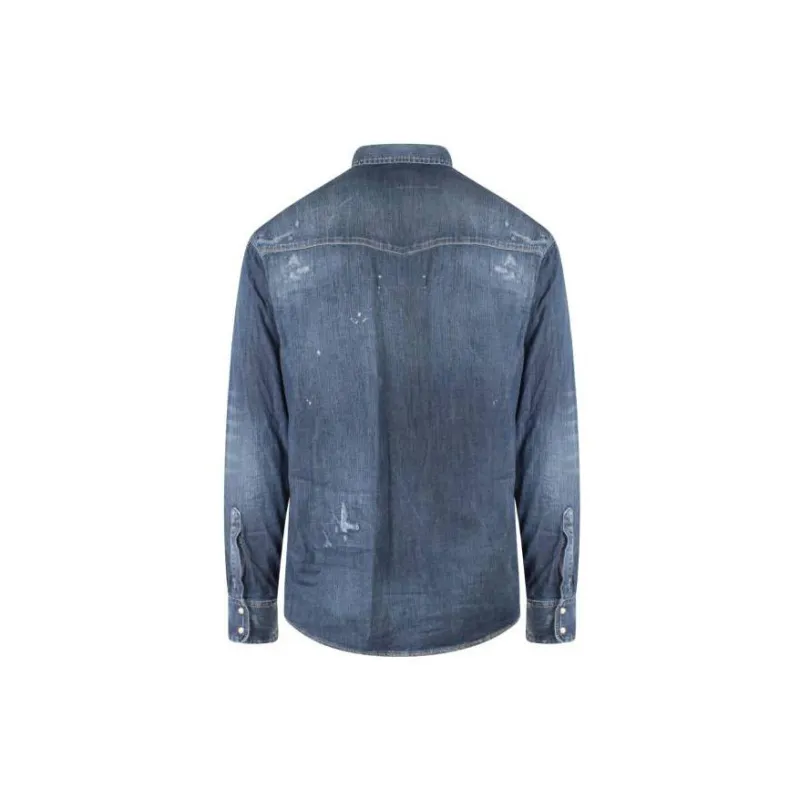 Dsquared2 Logo Patch Buttoned Denim Shirt-1