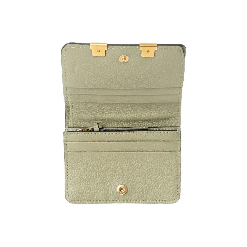 Chloe Marcie Calfskin Clutch Coin Purse Wallet Small Size Women's Light Green-2