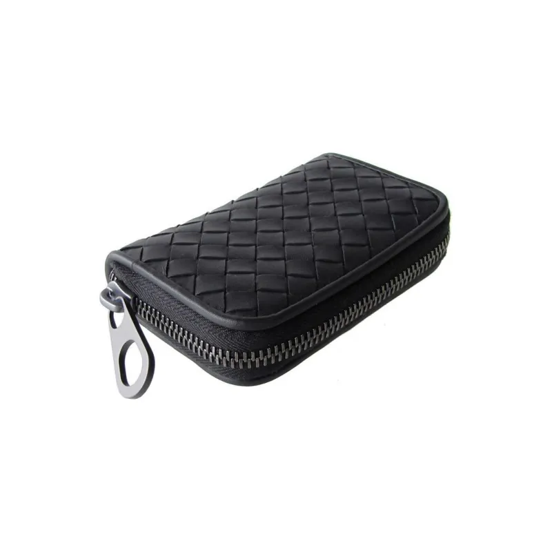 Bottega Veneta Intrecciato Leather Coin Purse Black-2