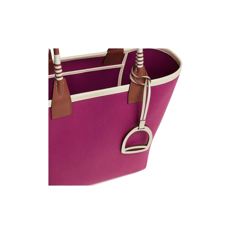 HERMES Steeple Canvas With Swift Calfskin Canvas Bag Handbags Regular Women's Purple Rose-4