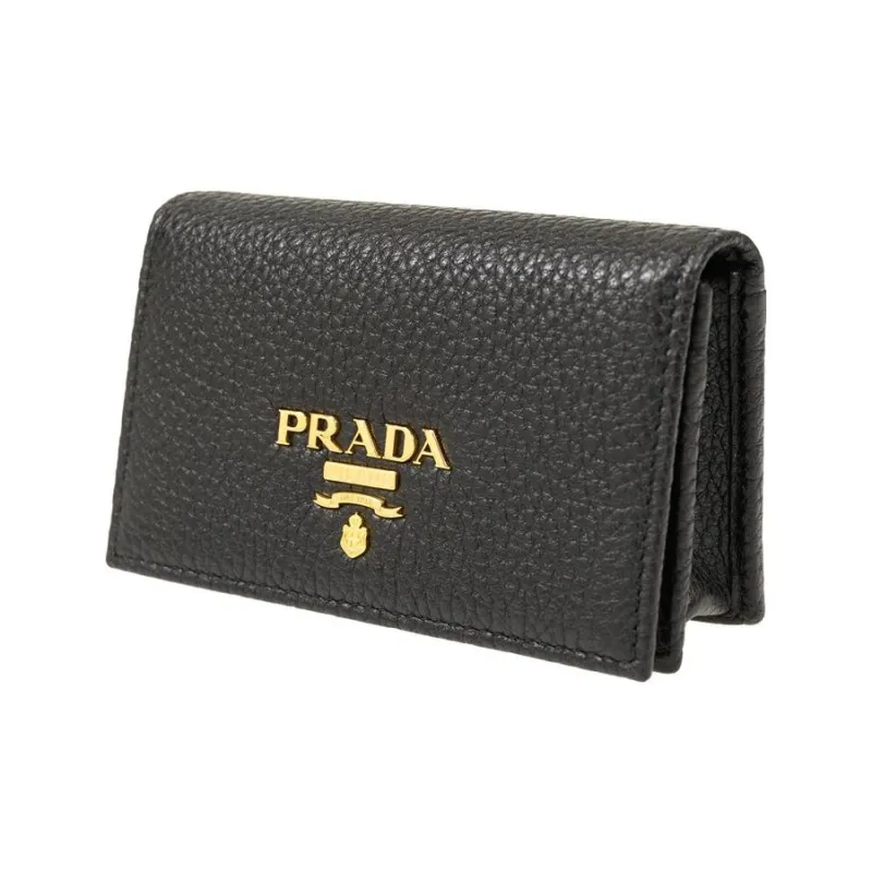 PRADA Cow Leather Wallets Card Holders Regular Unisex Black-1