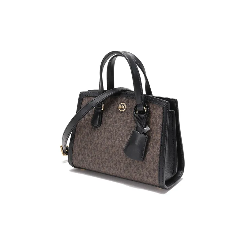 MICHAEL KORS Chantal Litchi Grain Tote Bag, Shopping Bag, Shoulder Bag, Handbag Mini Women's Black & Brown-1