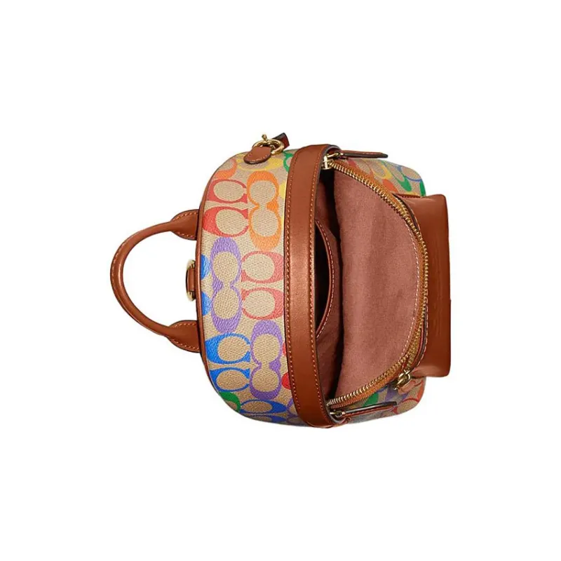 COACH Charter Coated Canvas Cow Leather Patchwork Backpack Small Size Men's Rainbow-4