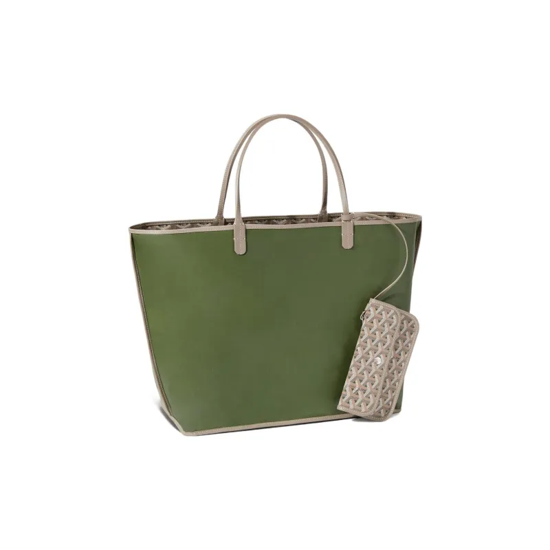 GOYARD Saint Louis Canvas With Leather Combo Tote Bag One Shoulder Handbags Large Size Unisex Khaki-2