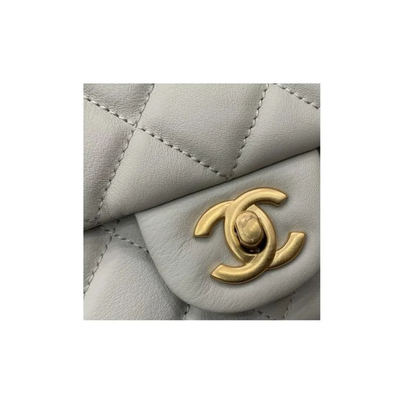 CHANEL Lambskin Flap Bag Hanger, Shoulder Bag, Crossbody Bag Trumpets Women's Gray-2