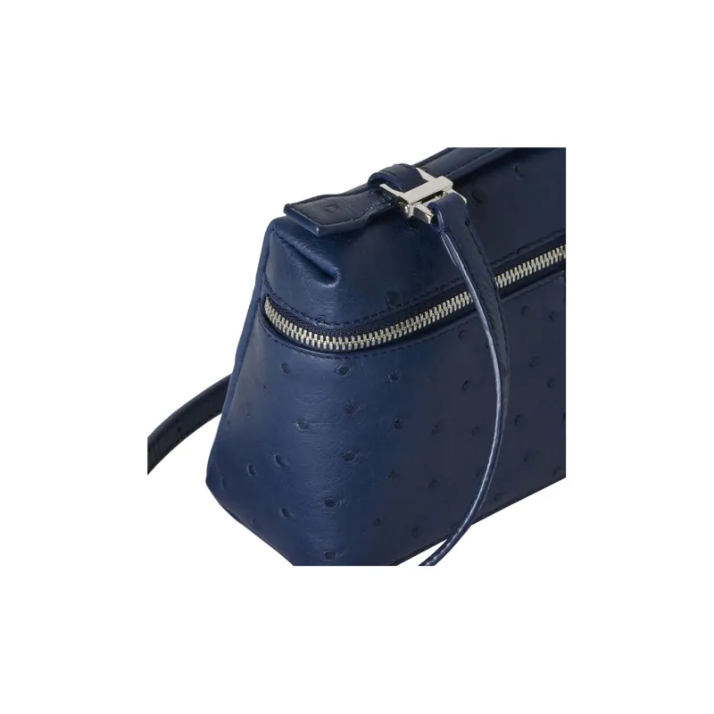 Loro Piana ExtraPocket Ostrich Leather Small Square Makeup Bag Handbags Shoulder Bags Regular Women's Iris Blue-4