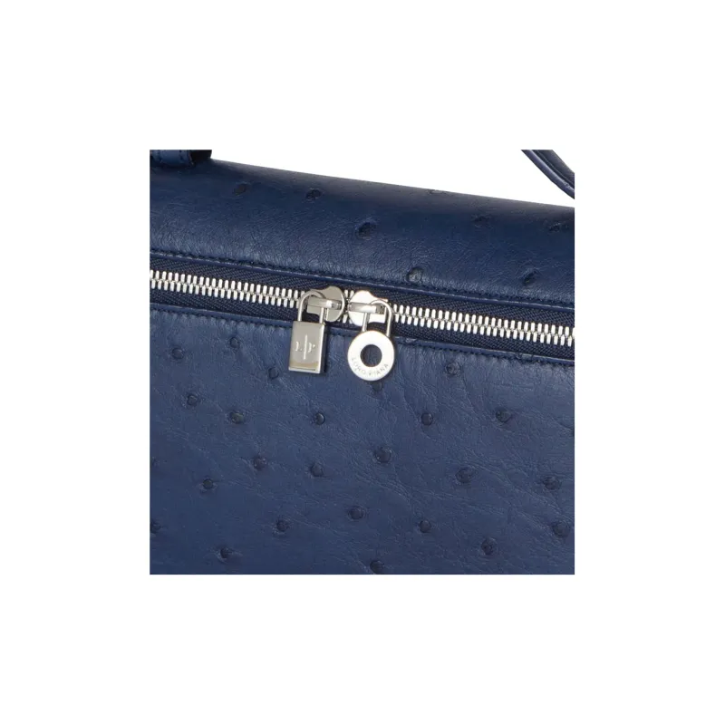 Loro Piana ExtraPocket Ostrich Leather Small Square Makeup Bag Handbags Shoulder Bags Regular Women's Iris Blue-5
