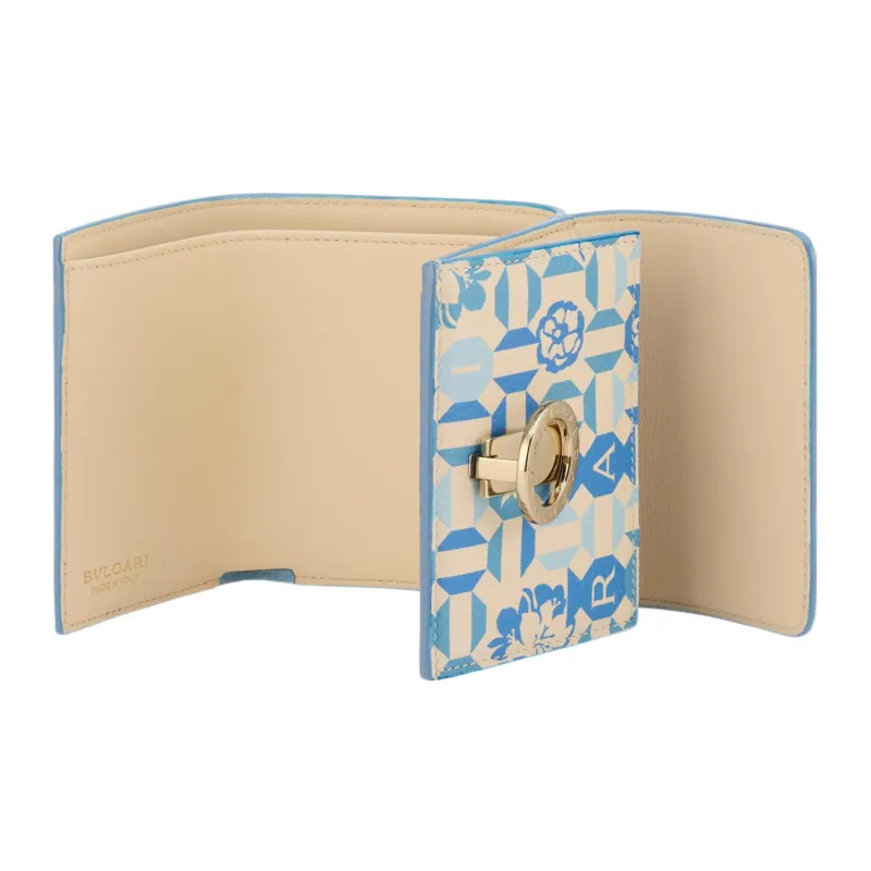 BVLGARI Calfskin Wallet Women's Light Blue-1
