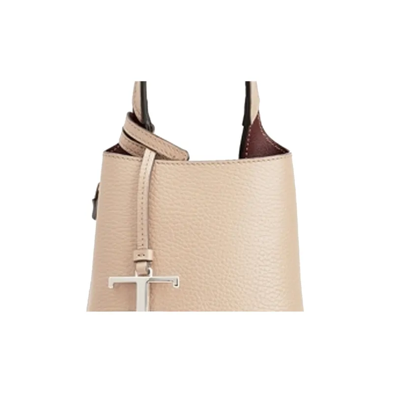 TOD'S Timeless Leather Handbag, Shoulder Bag, Crossbody Bag, Cell Phone Pouch Extra Small Women's Milk Coffee-4