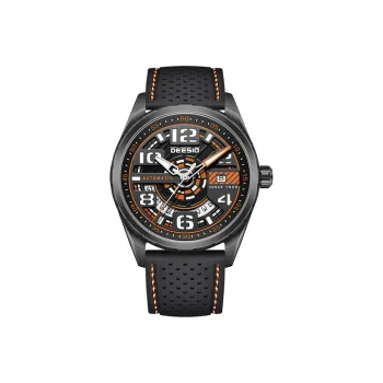 DEESIO Automatic Mechanical Movement Rubber Strap Watch Men's Watches Cut Out Dial