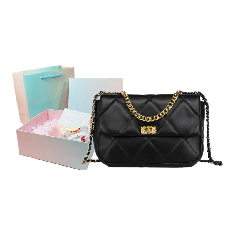 NOMK PU Small Square Bag Shoulder Bag Chain Bag Shoulder Bag Crossbody Bag Handbag Regular Women's Black/White/Brown-4