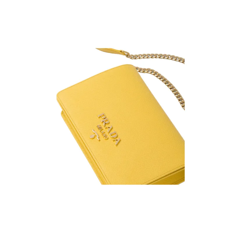 PRADA Saffiano Leather Handbag Shoulder Bag Crossbody Bag Mini Women's Sunlight Yellow-3