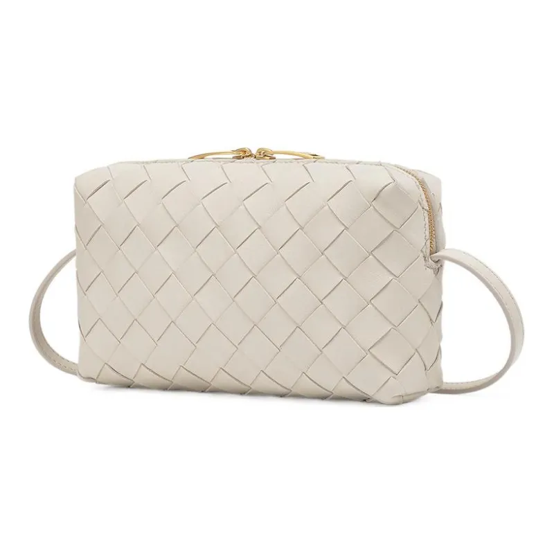 Bottega Veneta Lambskin Crossbody Bag, Shoulder Bag Women's White-2