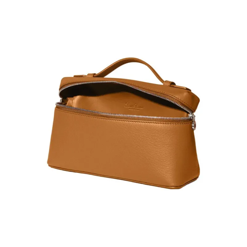Loro Piana ExtraPocket Leather Small Square Makeup Bag Handbags Shoulder Bags Women's Deep Jungle/Orange-2