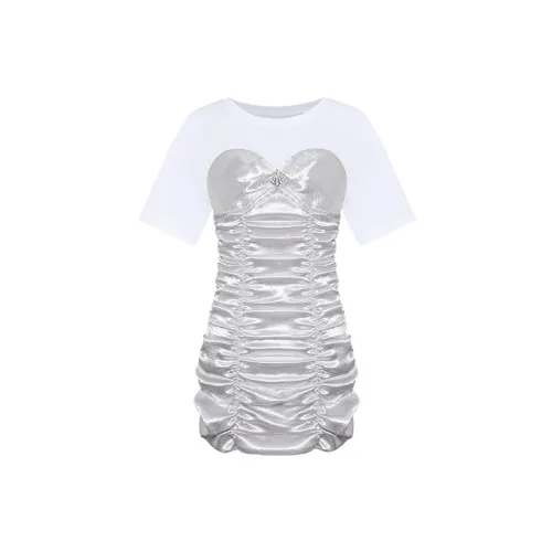 OZLANA Heart Of The Waves Series Short-Sleeved Dresses Women's Silver