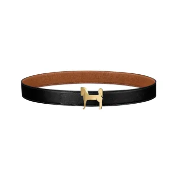 HERMES Panache Cow Leather Belts Men's Width 3.2cm