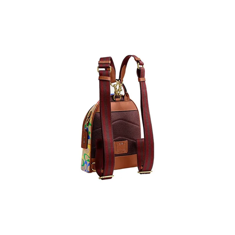 COACH Charter Coated Canvas Cow Leather Patchwork Backpack Small Size Men's Rainbow-3