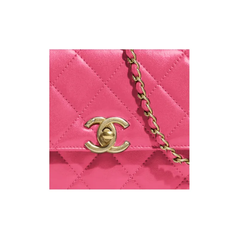 CHANEL 19Bag Calfskin Flap Bag, Chain Coin Purse, Crossbody Bag Mini Women's Pink-1