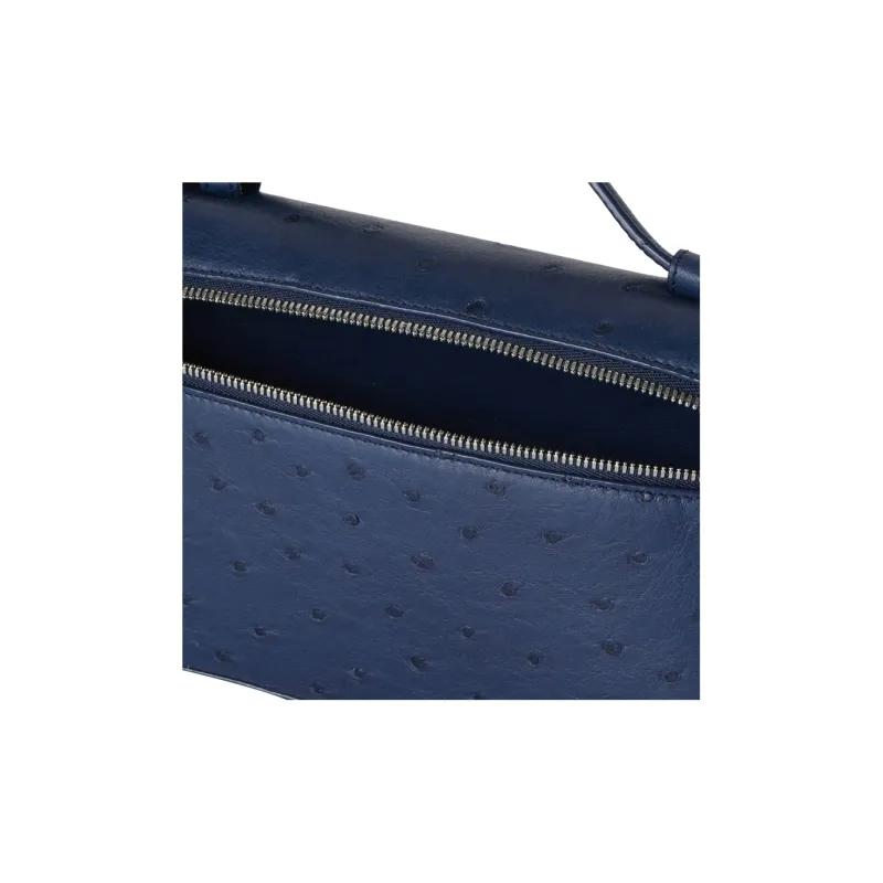 Loro Piana ExtraPocket Ostrich Leather Small Square Makeup Bag Handbags Shoulder Bags Regular Women's Iris Blue-2