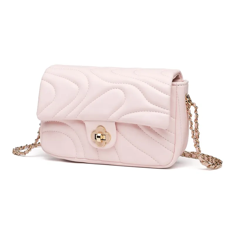 NOMK PU Chain Bag, Shoulder Bag, Crossbody Bag Women's Beige/Pink/Black-2